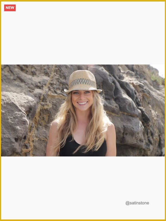 Straw Fedora Sun Hat with UPF 50+ Protection Short Brim Woven Pattern main image 5
